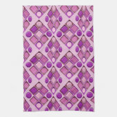 Composition of geometric trays in purple and pink キッチンタオル (縦)