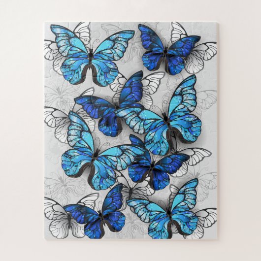 Composition of White and Blue Butterflies ジグソーパズル (縦)