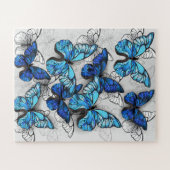 Composition of White and Blue Butterflies ジグソーパズル (横)