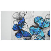 Composition of White and Blue Butterflies ファブリック (ファットクウォーター)