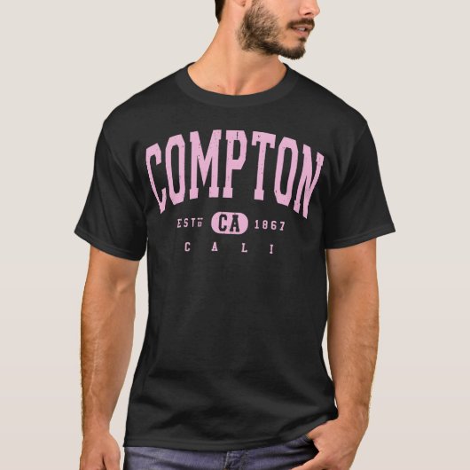 Compton Cali Pink Distressed Vintage Souvenir boy Tシャツ (正面)