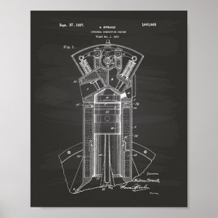 Compustionエンジン1927のパテントの芸術の黒板 ポスター