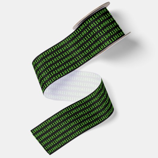 Computer Binary One & Zero Codingサイエンスフィクション/Tech サテンリボン (裏面)