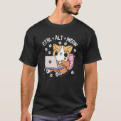Computer Cat Programmerハッカー子猫 Tシャツ (正面)