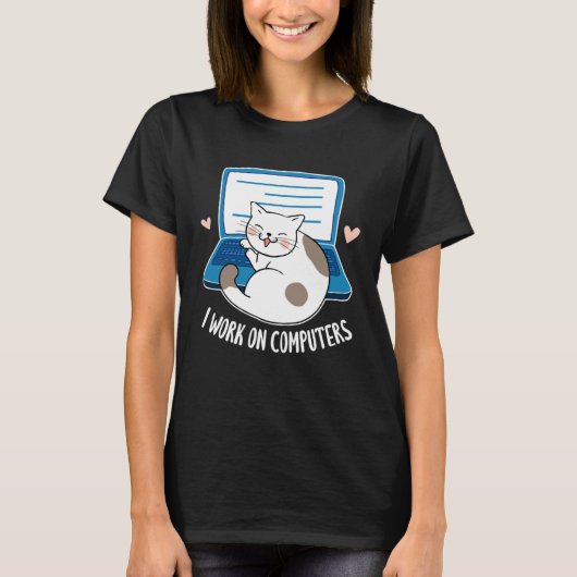Computer Cat Programmer Developer Programming Cats Tシャツ (正面)