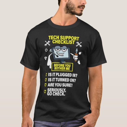Computer Checklist Tech Support IT Computer Tシャツ (正面)