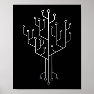Computer Chip Tree Programmer Coder Engineer Tech ポスター