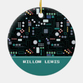 Computer Circuit Board Custom Name セラミックオーナメント (裏面)