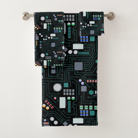 Computer Circuit Board Home Decor バスタオルセット (インサイチュ)