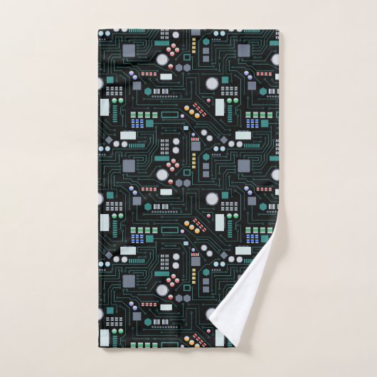 Computer Circuit Board Home Decor バスタオルセット (ハンドタオル)