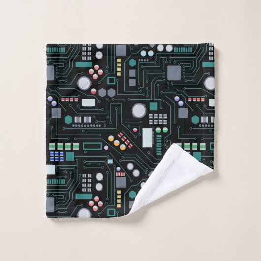 Computer Circuit Board Home Decor バスタオルセット (ウォッシュタオル)