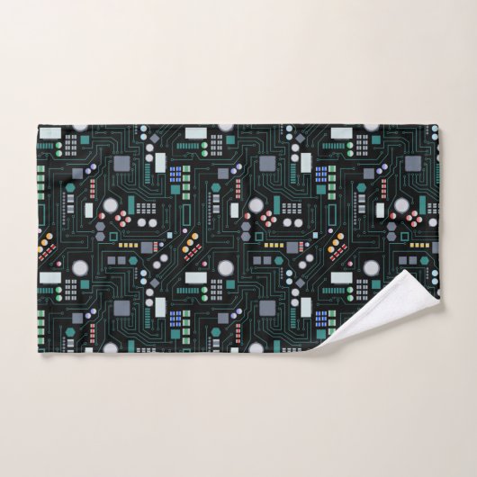 Computer Circuit Board Home Decor バスタオルセット (ハンドタオル)