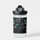 Computer Circuit Board Kids Custom Name School ウォーターボトル (正面)