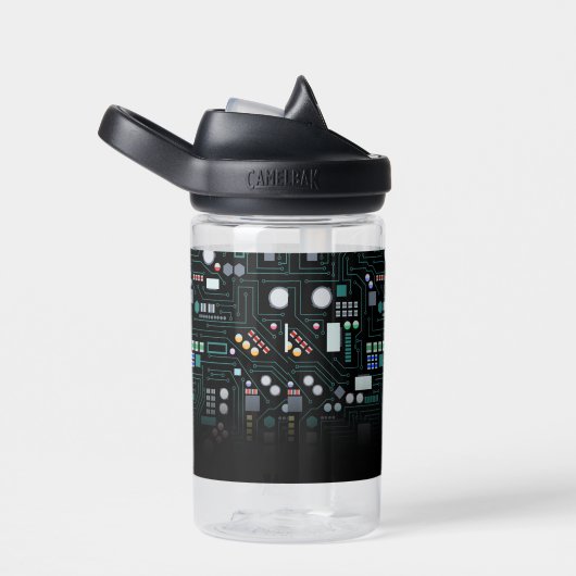 Computer Circuit Board Kids Custom Name School ウォーターボトル (右面)