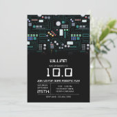 Computer Circuit Board Kids Robotic Birthday Party 招待状 (スタンド正面)