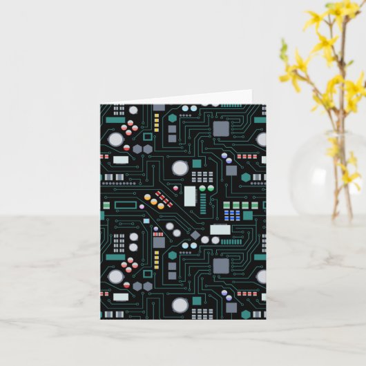 Computer Circuit Board Pattern  カード (黄色い花)