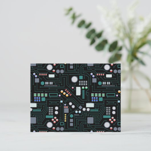 Computer Circuit Board Pattern  シーズンポストカード (スタンド正面)