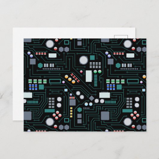 Computer Circuit Board Pattern  シーズンポストカード (正面/裏面)