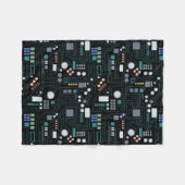 Computer Circuit Board Pattern フリースブランケット (正面(横))