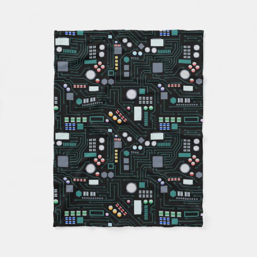 Computer Circuit Board Pattern フリースブランケット (正面)