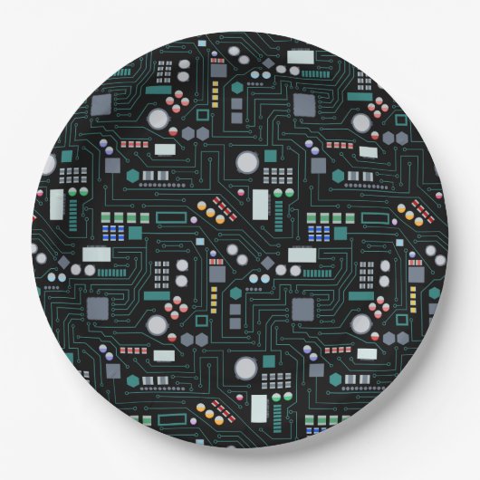Computer Circuit Board Pattern ペーパープレート (正面)