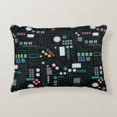 Computer Circuit Board Pattern Office Decor アクセントクッション (正面)