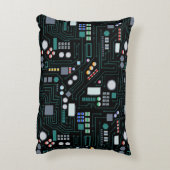Computer Circuit Board Pattern Office Decor アクセントクッション (裏面(縦))