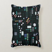 Computer Circuit Board Pattern Office Decor アクセントクッション (正面(垂直))