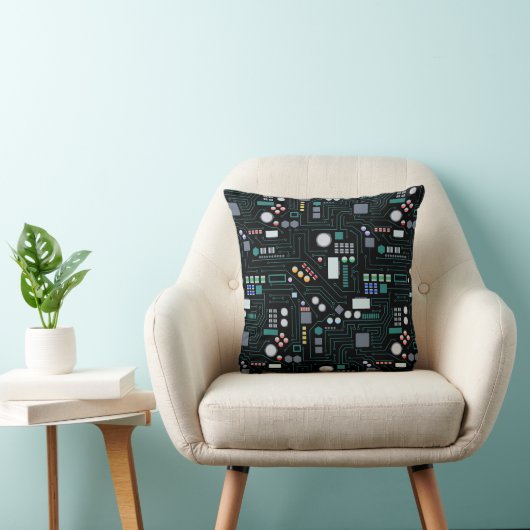 Computer Circuit Board Pattern Office Decor クッション (椅子)