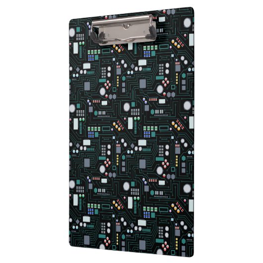 Computer Circuit Board Pattern Office Decor クリップボード (左)