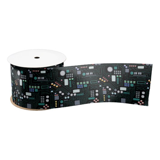 Computer Circuit Board Pattern Office Decor サテンリボン (リール)