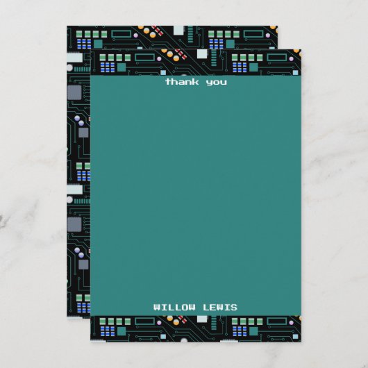Computer Circuit Board Pattern Office Decor サンキューカード (正面/裏面)