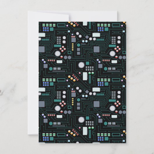 Computer Circuit Board Pattern Office Decor サンキューカード (裏面)