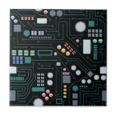 Computer Circuit Board Pattern Office Decor タイル (正面)