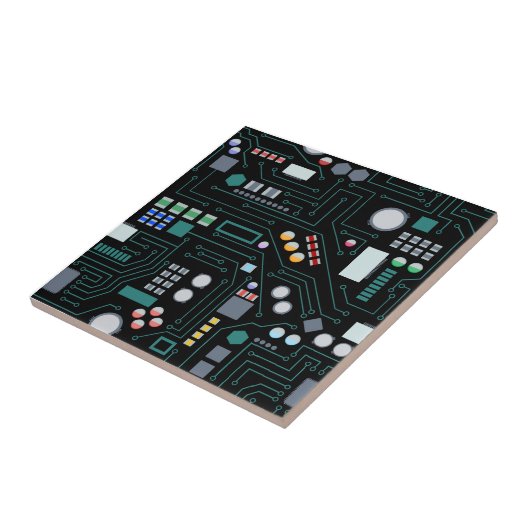 Computer Circuit Board Pattern Office Decor タイル (側面)