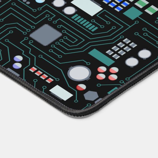 Computer Circuit Board Pattern Office Decor デスクマット (コーナー)