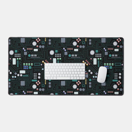 Computer Circuit Board Pattern Office Decor デスクマット (キーボード&マウス)