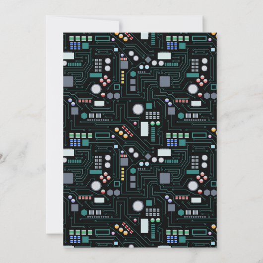 Computer Circuit Board Pattern Office Decor ノートカード (裏面)