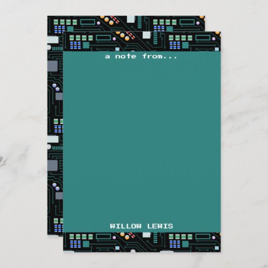 Computer Circuit Board Pattern Office Decor ノートカード (正面/裏面)