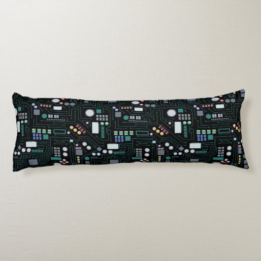 Computer Circuit Board Pattern Office Decor ボディピロー (裏面)