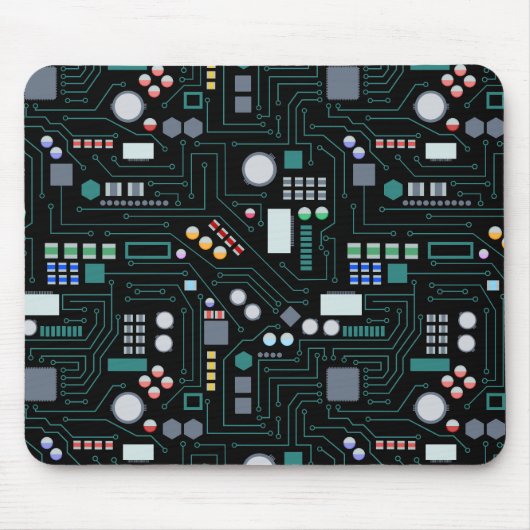 Computer Circuit Board Pattern Office Decor マウスパッド (正面)