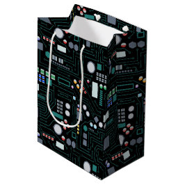 Computer Circuit Board Pattern Office Decor ミディアムペーパーバッグ