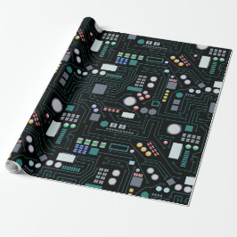 Computer Circuit Board Pattern Office Decor ラッピングペーパー