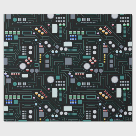 Computer Circuit Board Pattern Office Decor ラッピングペーパー (フラット)