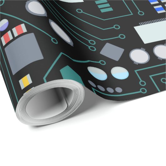 Computer Circuit Board Pattern Office Decor ラッピングペーパー (ロールコーナー)