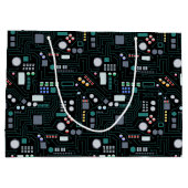 Computer Circuit Board Pattern Office Decor ラージペーパーバッグ (裏面)