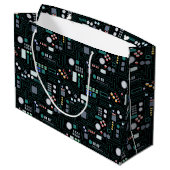 Computer Circuit Board Pattern Office Decor ラージペーパーバッグ (裏面アングル)