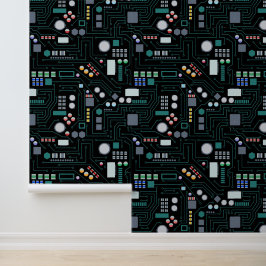 Computer Circuit Board Pattern Office Decor 壁紙