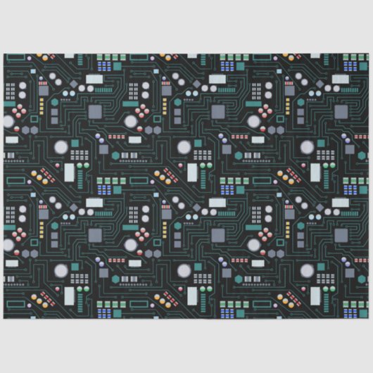 Computer Circuit Board Pattern Office Decor 薄葉紙 (正面)