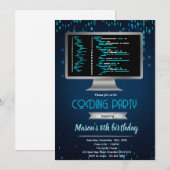 Computer coding birthday party invitation 招待状 (正面/裏面)